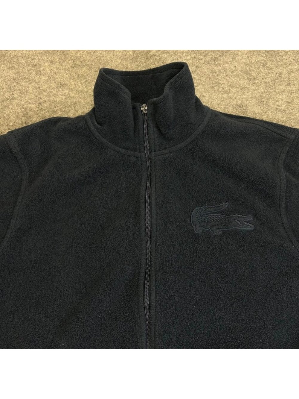 Lacoste Full Zip Fleece Jacket Mens 4 Lg Blue Embroidered Big Logo Long "Read" - Picture 3 of 10